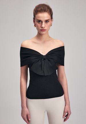 11543782000611 - KNOTTED KNITTED BLOUSE. - T-SHIRT TOP - ADL - Triko s potiskem - Black