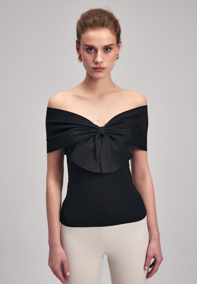 adL 11543782000611 - KNOTTED KNITTED BLOUSE. - T-SHIRT TOP - ADL - T-shirts print - Black