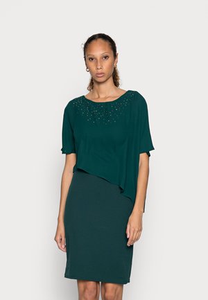Occasion mini bodycon dress with mesh short sleeves - Cocktailklänning - dark green