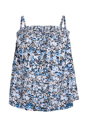 Top - black blue flower