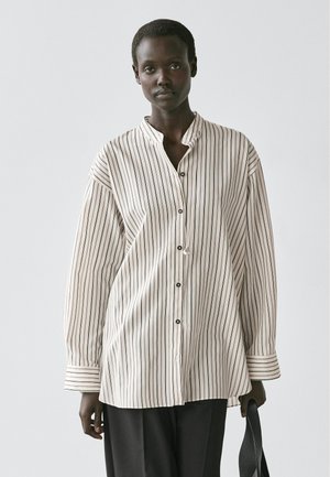 Massimo Dutti STRIPED FLOWING WITH STAND COLLAR - Hemdbluse - white