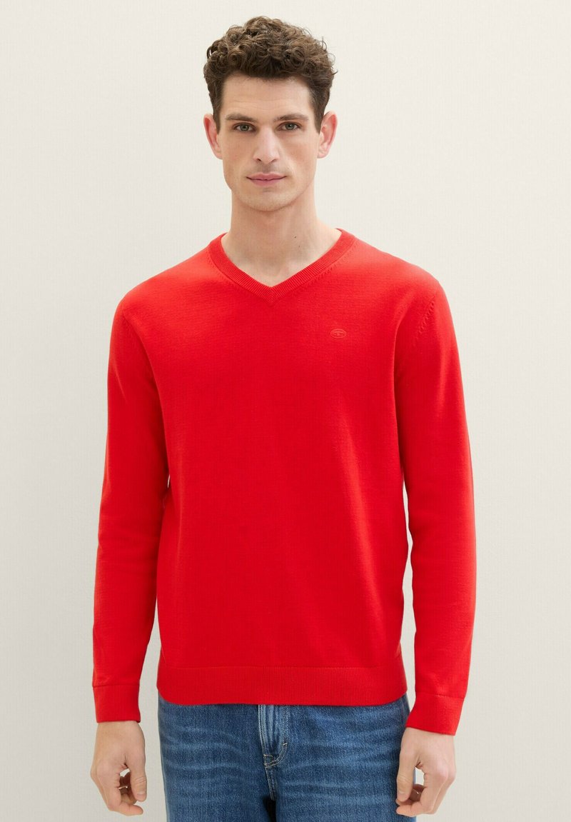TOM TAILOR MIT V-AUSSCHNITT - Pullover - basic red