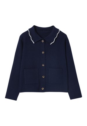 MIT GLITZER-KRAGEN - Cardigan - marine