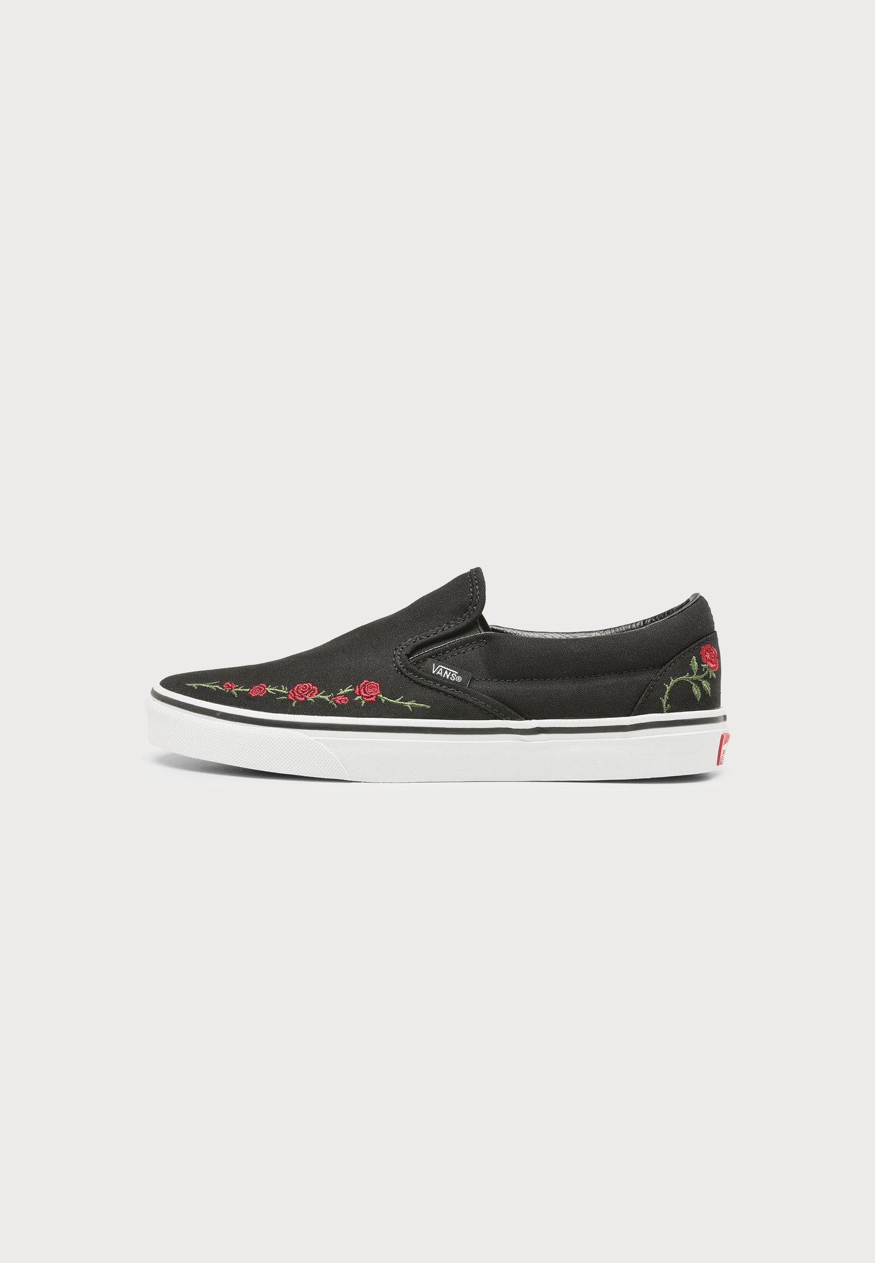 Vans CLASSIC SLIP ON - Trainers - rose embroidery black/red