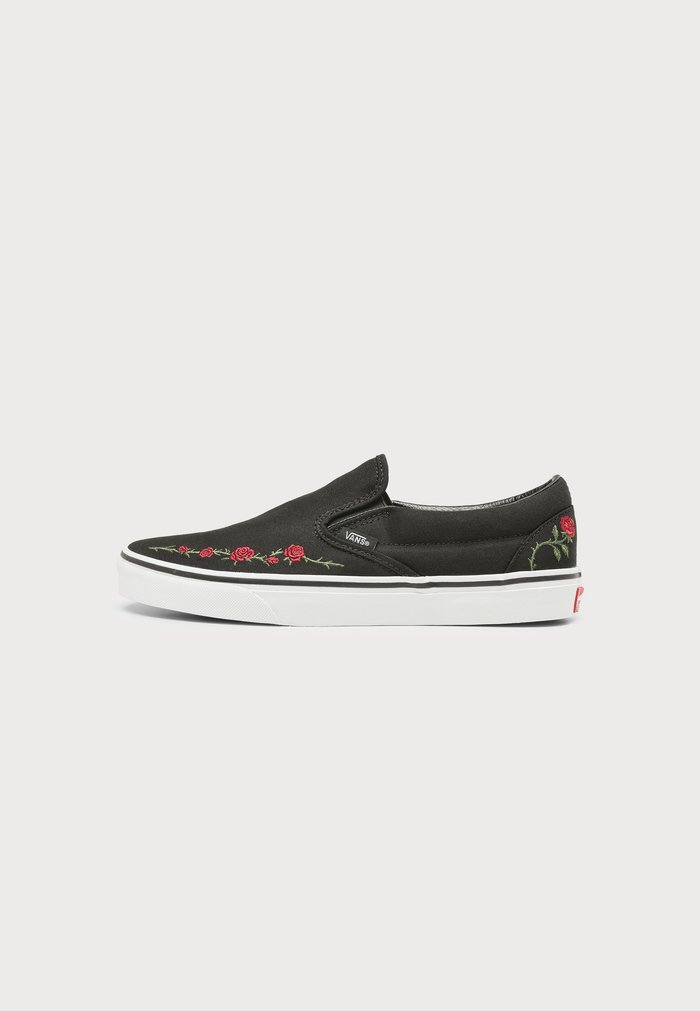 Vans CLASSIC SLIP ON - Trainers - rose embroidery black/red