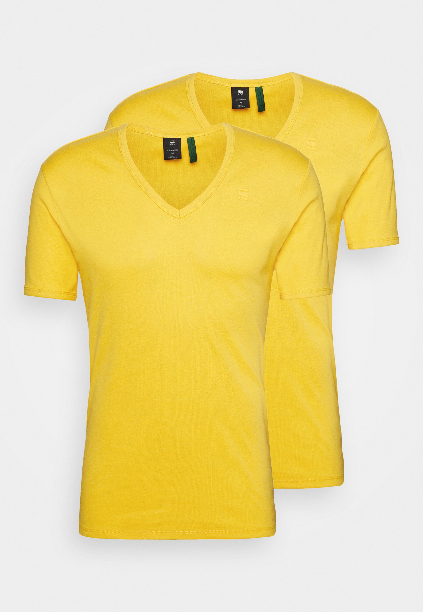 G Star Base V T 2 Pack T Shirt Bas Yellow Cab Gul Zalando Se