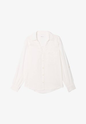 Witte button-up shirt met lange mouwen, een kraag, een enkele borstzak en details op de manchetten. Gemaakt van lichtgewicht stof met een zachte textuur.