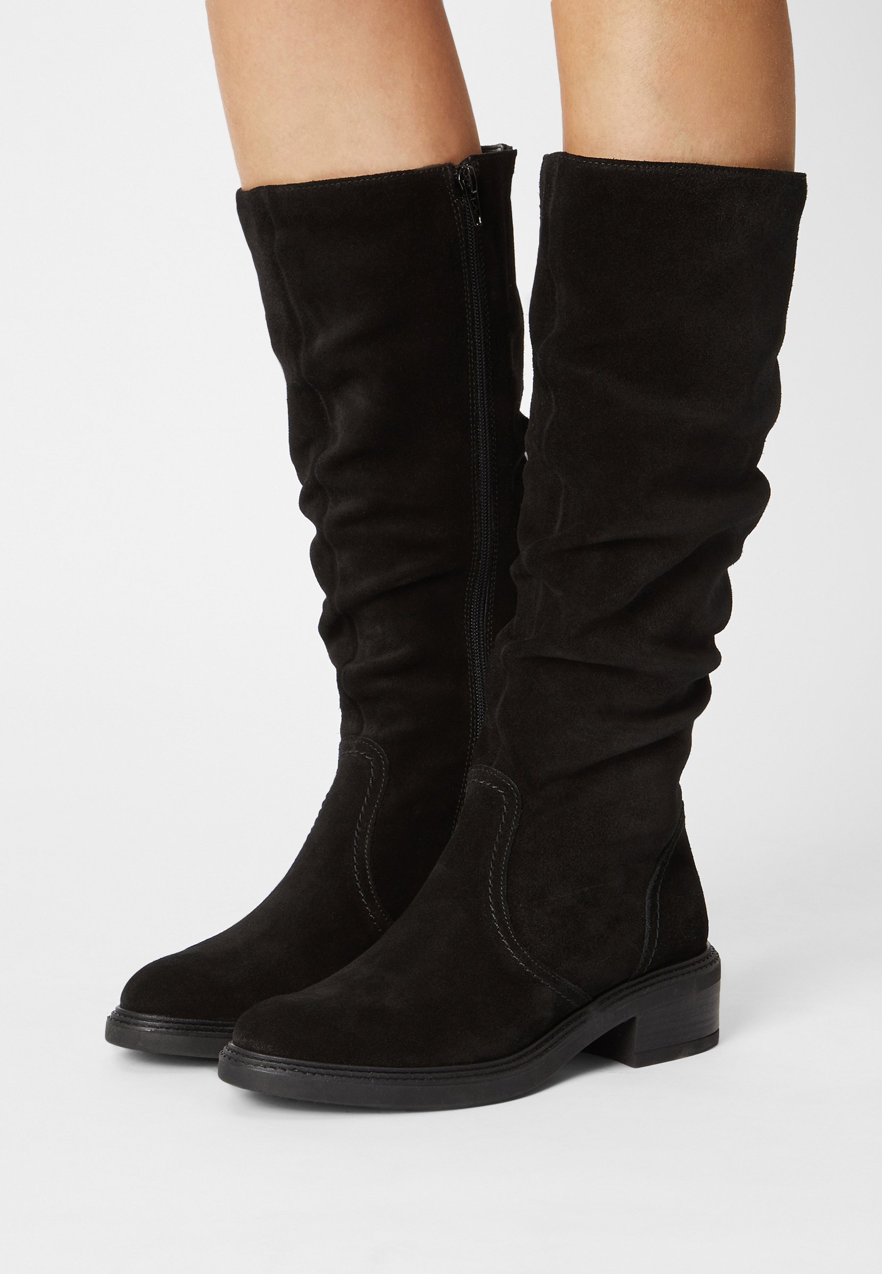 tamaris lederstiefel schwarz