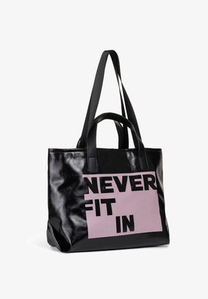 Twist, TWIST BAG SLOGAN PRINTED DOUBLE STRAP BAG - Handbag - black
