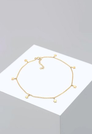 Bracciale a catena color oro con piccoli accenti a forma di stella, con un design di collegamento delicato e chiusura regolabile.