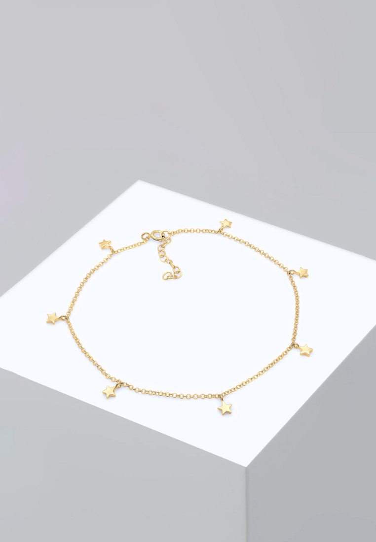 Bracciale a catena color oro con piccoli accenti a forma di stella, con un design di collegamento delicato e chiusura regolabile.