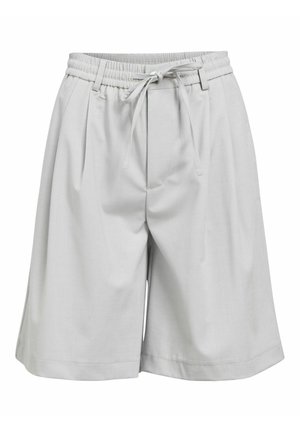 Heledad hallidest lühikesed püksid elastse vöökoha ja paelaga. Omavad laia sääri, voldid ees ja siledat, kergest kangast materiaali.