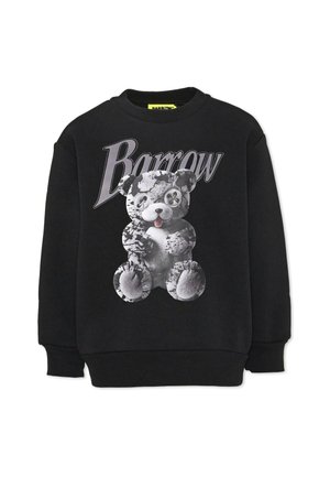 Sudadera negra con un gran dibujo en escala de grises de un osito de peluche y la palabra «Barrow» en el pecho.