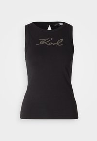Débardeur En Cuir Argenté Karl Lagerfeld Taille 38/M - Occasion Très Bon état, Vintage