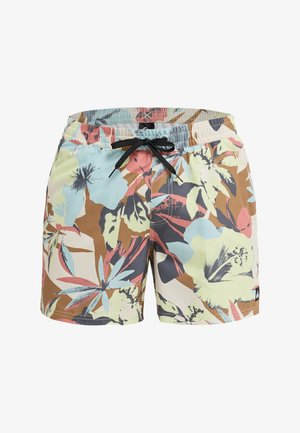 Meeste ujumispüksid, millel on erksad pastelltoonides lillemustrid. Valmistatud kergest materjalist, elastse vöörihma ja nööriga.