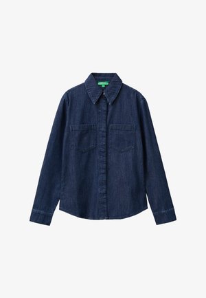 United Colors of Benetton, LIGHTWEIGHT DENIM SHIRT WITH PATCH POCKETS, SLIM FIT... - Overhemdblouse - blue