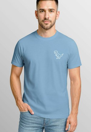 MIT DINO – LUSTIGES T-REX LOGO AUF DER BRUST - Print T-shirt - stone blue