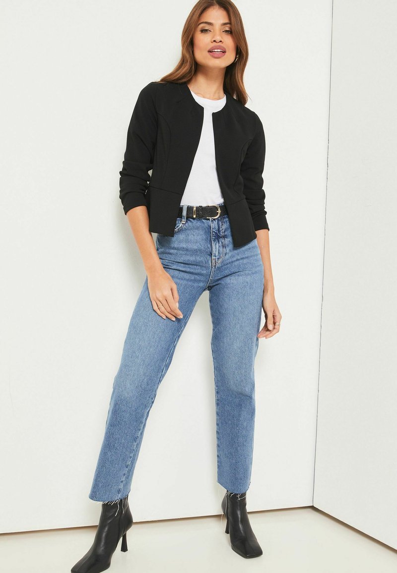Lipsy CROPPED COLLARLESS - REGULAR FIT - Blazer - black twill