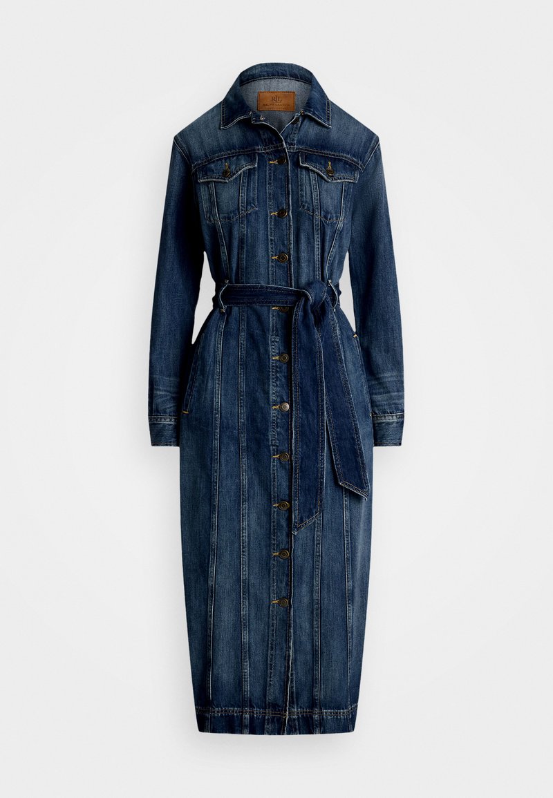 ralph lauren petite denim dress Lauren Ralph Lauren Women's Point Collar Pleated Denim Shirt Dress - Atlantic Blue Wash