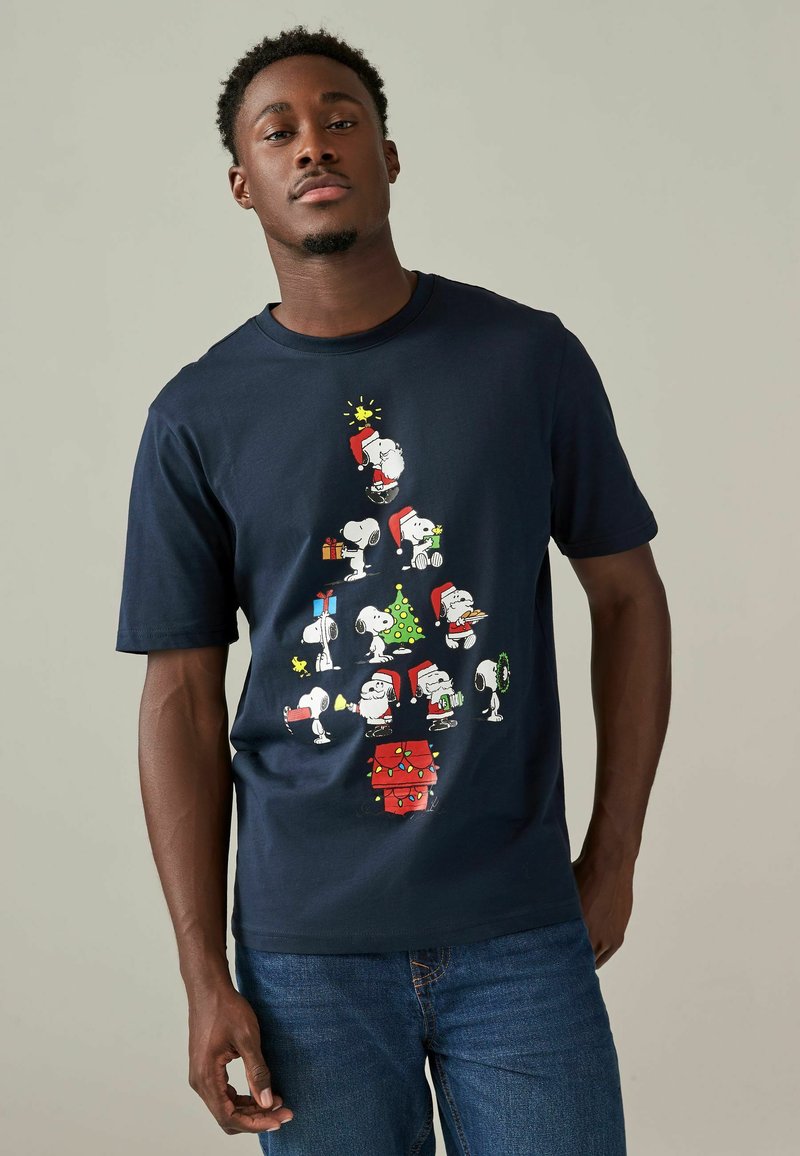 Next LICENCE CHRISTMAS - REGULAR FIT - Marškinėliai su spaudiniu - navy snoopy