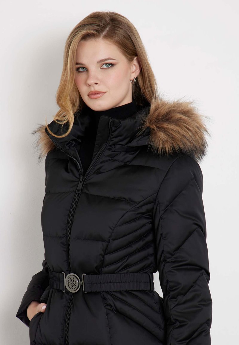 Guess Daunenmantel Fur Guess Parka Schwarz Guess NEW OLGA REAL