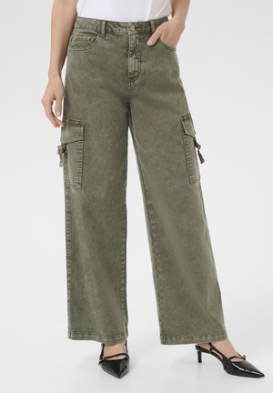 Cream Široké džíny - heavy washed green