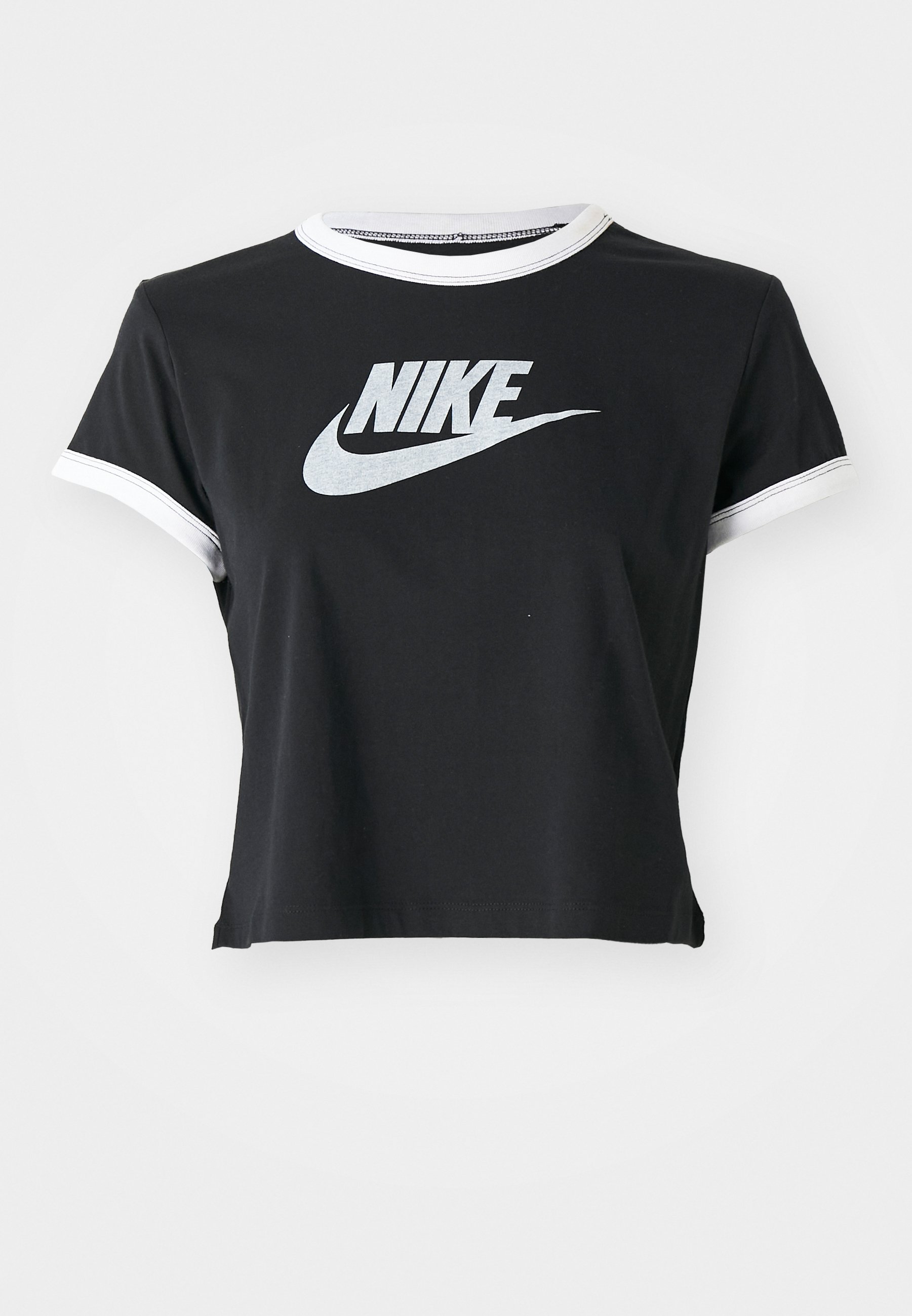 売れ筋商品|||ナイキ Tシャツ レディース トップス RINGER TEE RUN - Print T-shirt - black/white Nike Sportswear RINGER TEE RUN - T-Shirt print - black/white