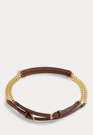 Lauren Ralph Lauren, LEATHER-TRIM STACKED CHAIN BELT - Ζώνη - lauren tan