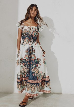 Next, REGULAR FIT - FLUTTER SLEEVE SQUARE NECK DRESS  . - Maxi dress - navy peach floral