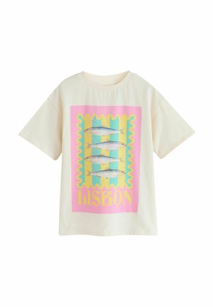 REGULAR FIT - GRAPHIC - Apdrukāts T-krekls - ecru pink sardine