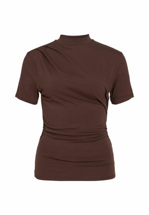 VILA, SHORT SLEEVED TOP VIPINNA HIGH NECK - T-shirt basique - coffee bean