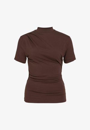 VILA, SHORT SLEEVED TOP VIPINNA HIGH NECK - T-shirt basique - coffee bean
