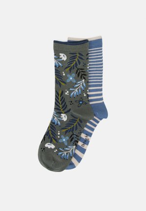 NELLY FLORAL SOCKS JACINDA STRIPE SOCKS 2 PACK - Socks - sage green/powder blue