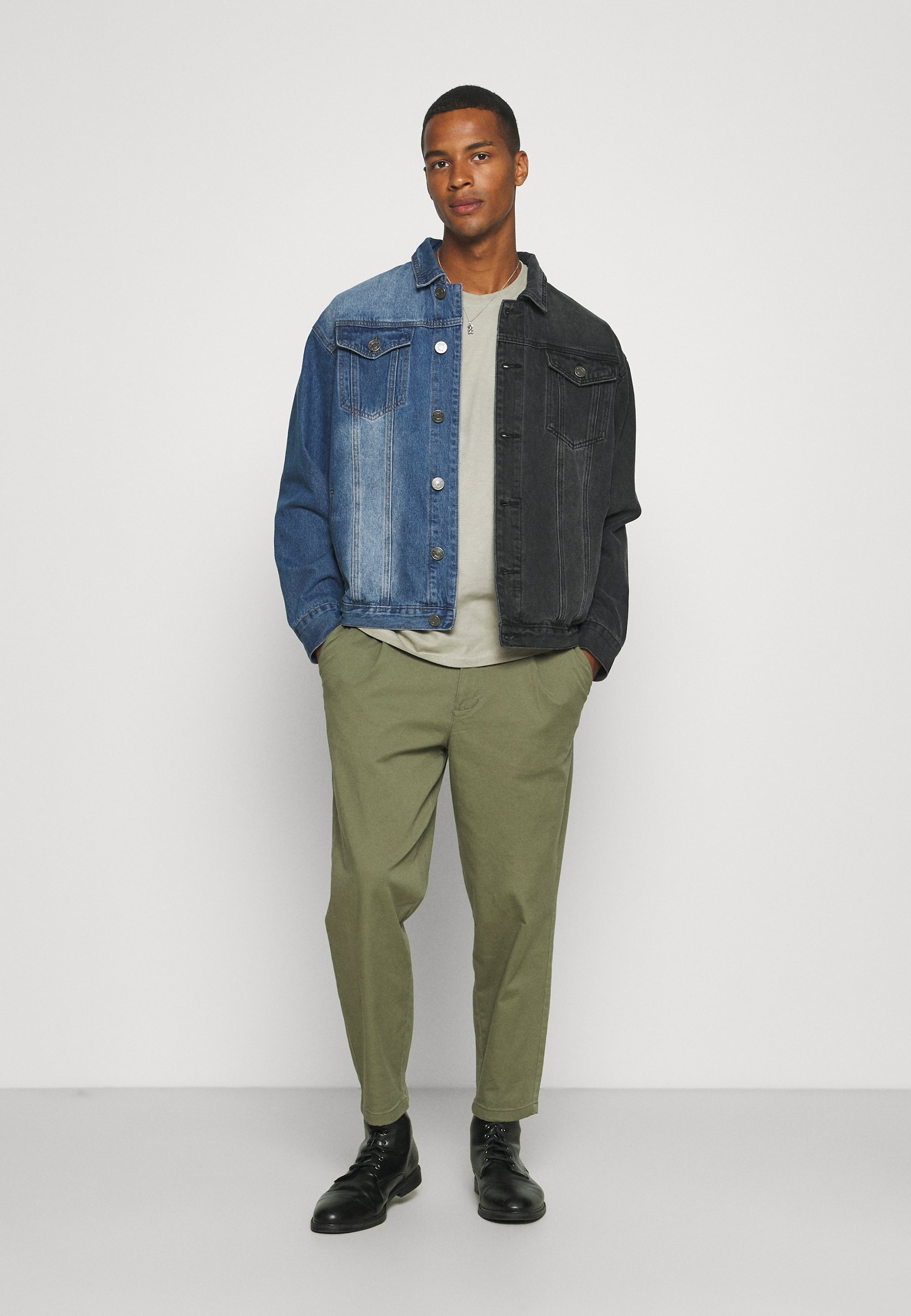 Mennace SPLICED TRUCKER JACKET - Denim 