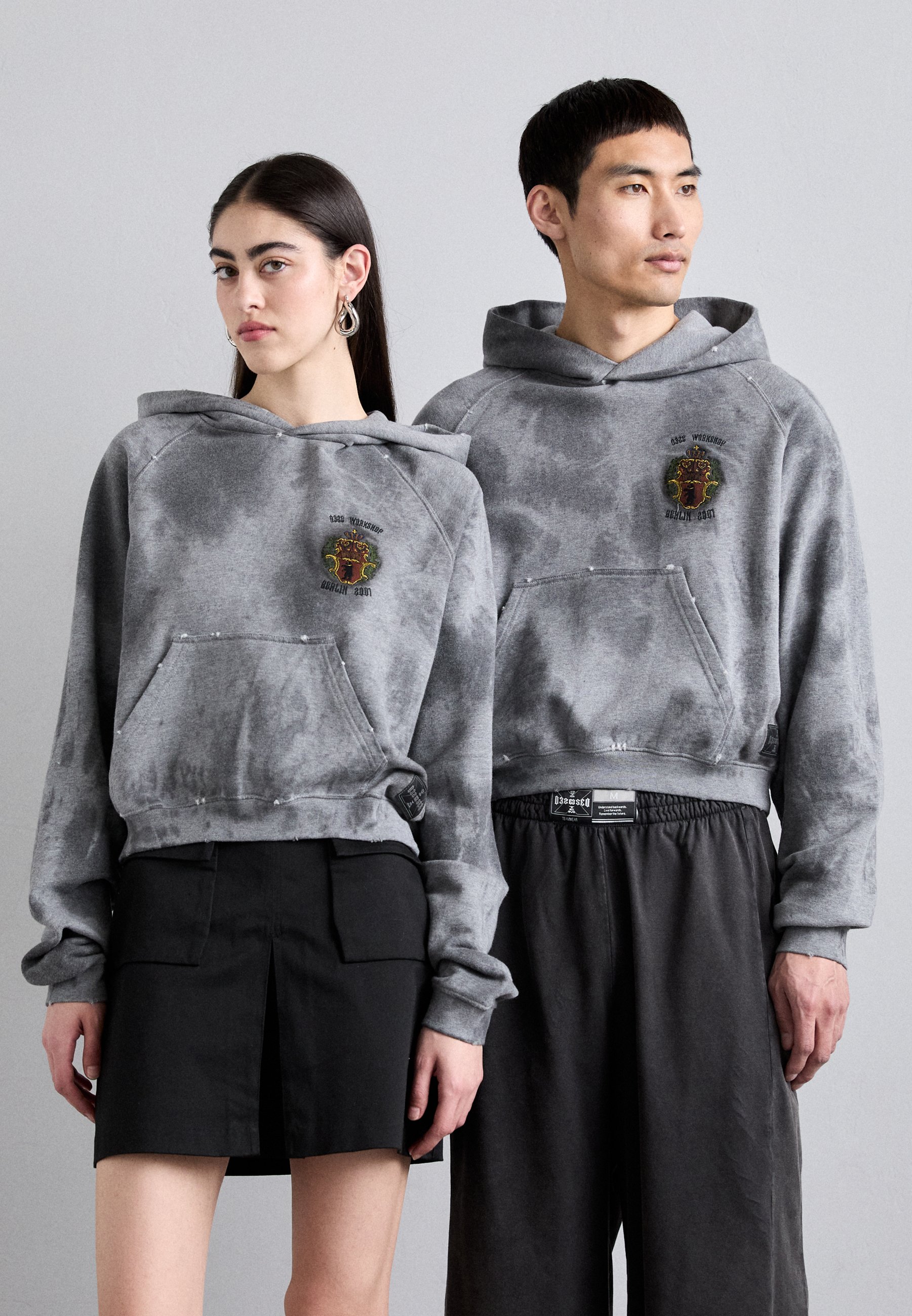 ★032c★ U GLOW STAINED HOODIE GREY MELANGE GLOW STAINED HOO 032c Glow Stained Hoodie - Grey Melange - SS24-C-2050