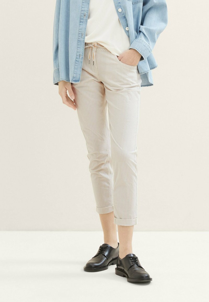 TOM TAILOR Bukser - sandy beige stripe