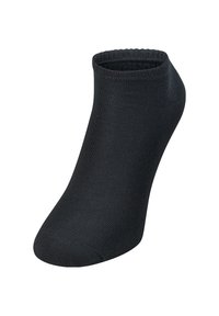 Schwarze, knöchelhohe Socke aus glattem, dehnbarem Material. Verfügt über einen gerippten Bund und eine nahtlose Spitze für zusätzlichen Komfort.