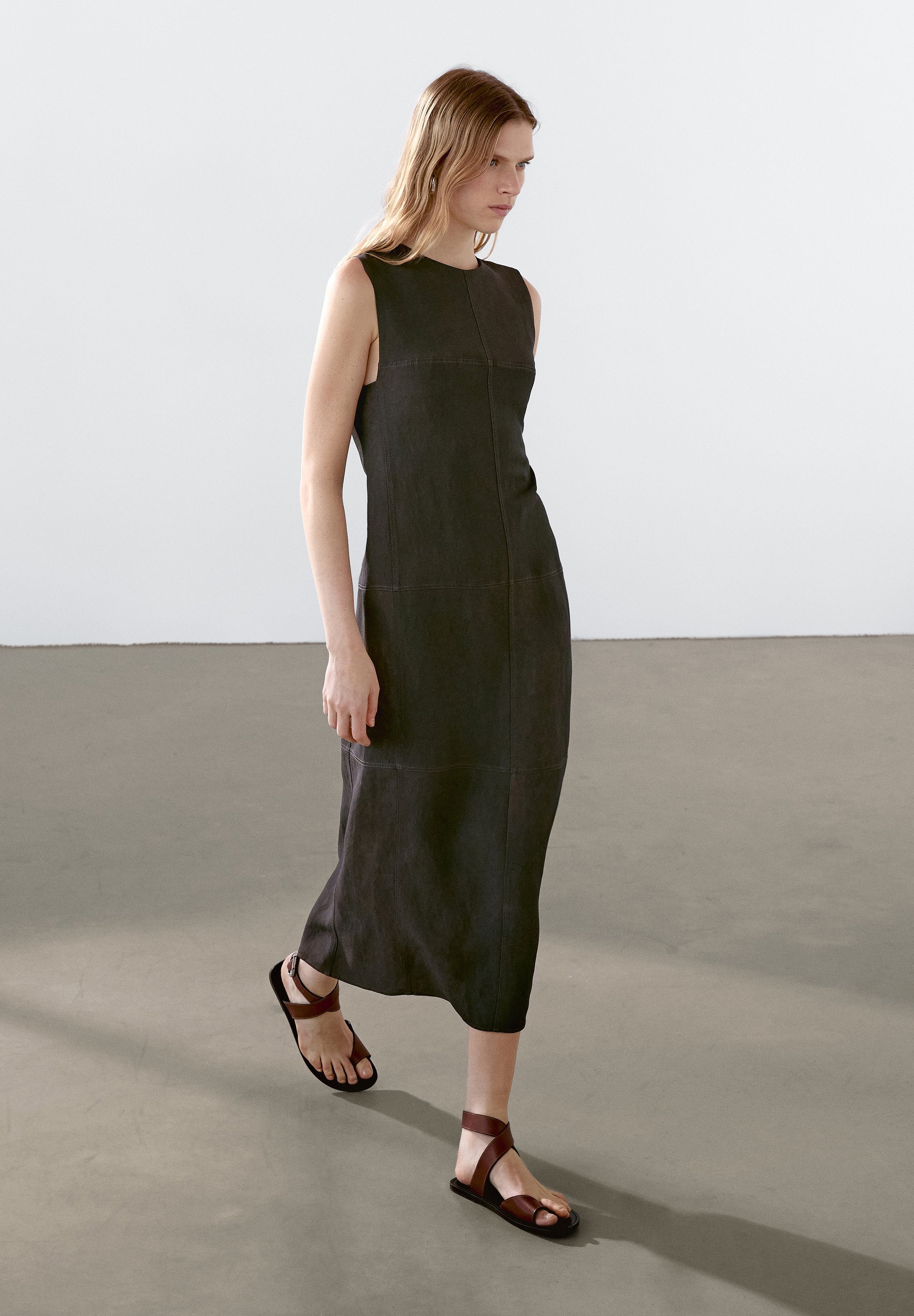 Massimo Dutti FLOUNCE MIDI - Day dress - sand - Zalando.co.uk