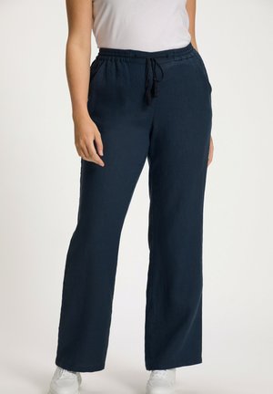 Ulla Popken LINEN TROUSERS LONG - Trousers - dark blue