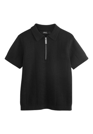 Next REGULAR FIT - ZIP NECK - Polo - black