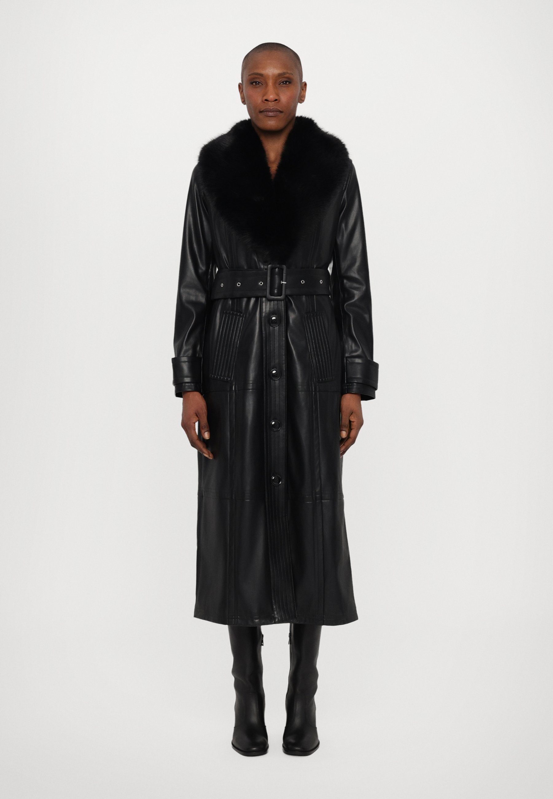 stand neck leather cuff coat Leather Stand-Collar Coat | Atorie