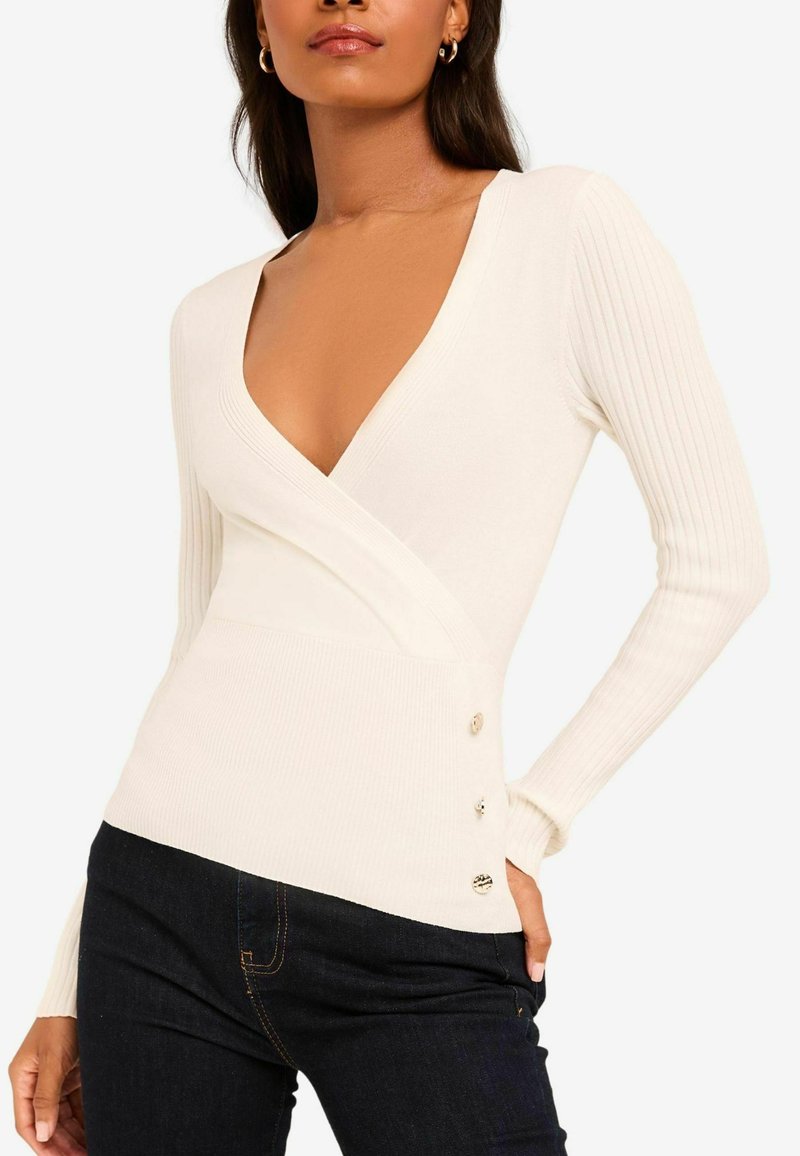 Lipsy WRAP DETAIL - Pulover - ivory white