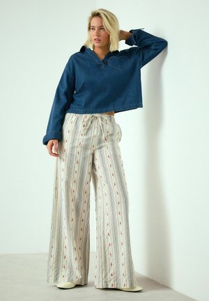 STRIPE WITH FLOWERS   - Kelnės - ecru