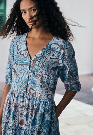 Next, NEXT - Skjortekjole - blue scarf print