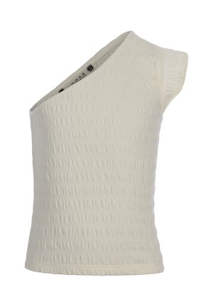 Witte textuurstof mouwloze top met een asymmetrische halslijn, met één schouderband en een aansluitend ontwerp.