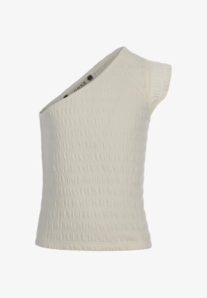 Witte textuurstof mouwloze top met een asymmetrische halslijn, met één schouderband en een aansluitend ontwerp.