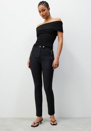 DETAIL TALL - Stoffhose - mottled black