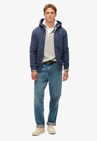Superdry & Co ESSENTIAL LOGO HOOD TRACK  - Sudadera con cremallera - heritage navy marl