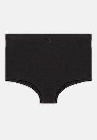 Μαύρο βαμβακερό εσώρουχο hipster με λεία υφή, που διαθέτει μια μικρή σατέν κορδέλα στη μέση και κλασικό, πλήρους κάλυψης σχέδιο.