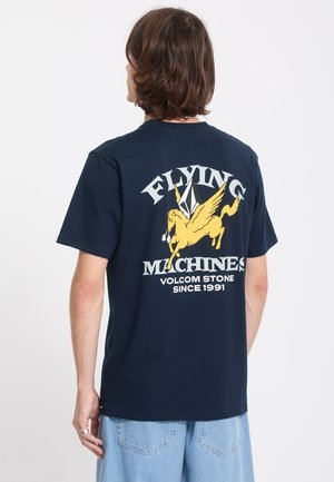 Volcom, TEE FLYING MACHINE - T-shirt imprimé - marine